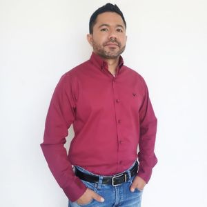 Camisa para Hombre GO Cnd en Algodón Vinotinto con Manga Larga