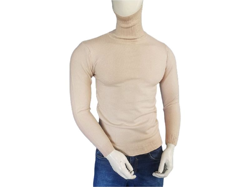 Buzo para Hombre GO PLK Cuello Tortuga Beige Tejido en Hilo Agaval