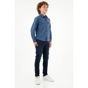 Camisa azul manga larga para niño