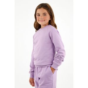 Buzo morado estampado punto corazón para niña
