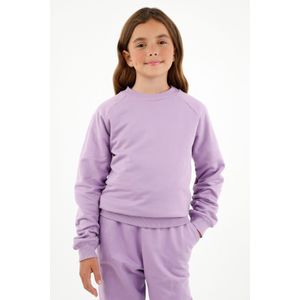 Buzo morado estampado punto corazón para niña
