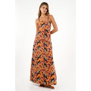 Vestido naranja en popelina para mujer