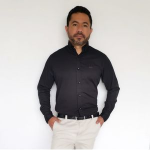 Camisa para Hombre GO Cnd en Algodón Negro con Manga Larga