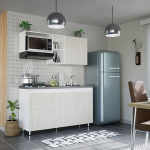 Cocina Integral Rosy Niebla 150cm Incluye Lavaplatos Derecho y fogones