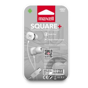 MAXELL AUDIFO SQUARE+USB-C IN EAR EARPHONES WHITE