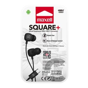 MAXELL AUDIFO SQUARE+USB-C IN EAR EARPHONES BLACK