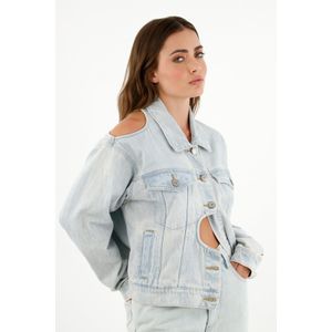 Chaqueta con aberturas localizadas azul para mujer