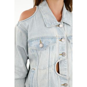 Chaqueta con aberturas localizadas azul para mujer