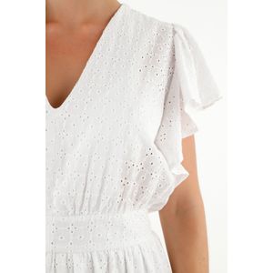 Vestido blanco en ojalillo para mujer