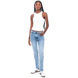 Medium Waist Straight Fit Jeans Tono Claro