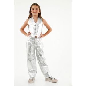 Chaleco crudo con acabado metalizado para niña