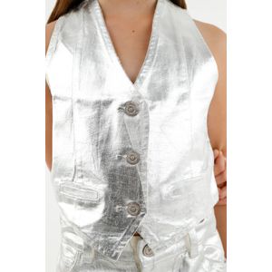 Chaleco crudo con acabado metalizado para niña