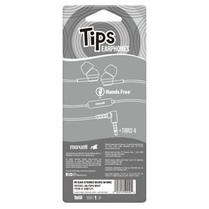 MAXELL AUDIFO IN-TIPS IN EAR STEREO BUDS W/MIC WHT