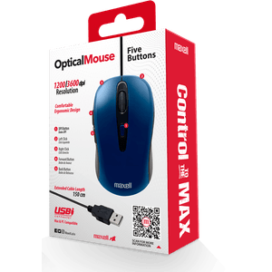 MAXELL MOUSE MOWR-105 OPTICAL FIVE BUTTON NAVY