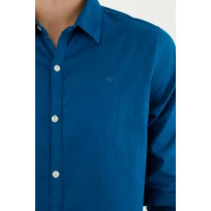 Camisa azul en lino para hombre