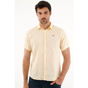 Camisa en lino amarilla para hombre