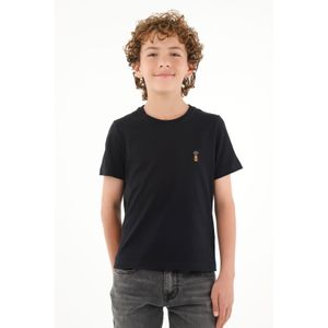 Camiseta negra con mini bordado para niño
