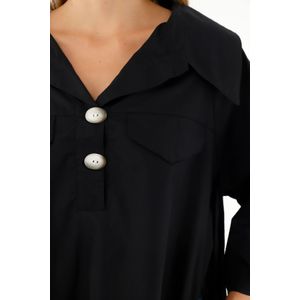 Camisa negra manga 3/4 para mujer
