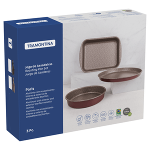 Juego de Asaderas Tramontina Paris en Aluminio con Revestimiento Interno y Externo con Antiadherente Starflon Max Rojo 3 Piezas