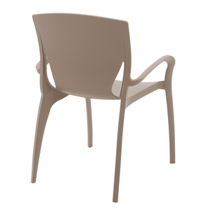Silla Tramontina Clarice Summa en Polipropileno y Fibra de Vidrio Taupe con Brazos