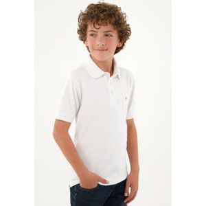 Polo cuello tejido blanca para niño