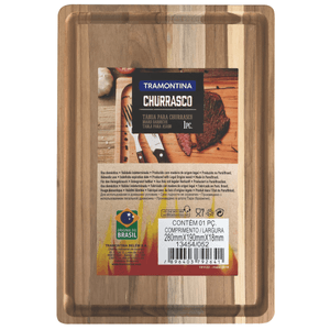 Tabla de Corte Tramontina Rectangular en Madera con Acabado Natural 40x27 cm