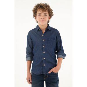 Camisa azul clásica para niño