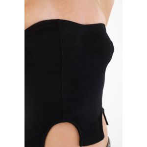 Camiseta strapless negra para mujer