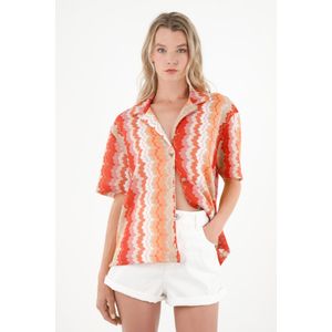 Camisa tipo bowling estampada para mujer