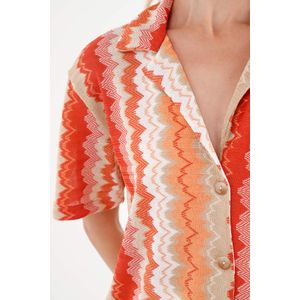 Camisa tipo bowling estampada para mujer