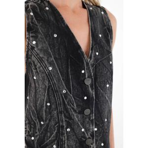 Chaleco negro con mini apliques para mujer