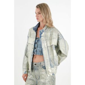Chaqueta efecto metalizado oversize para mujer
