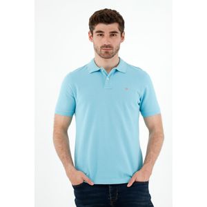 Polo azul con raqueta multicolor para hombre