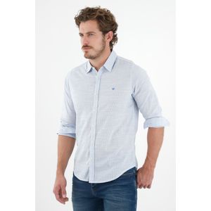 Camisa azul con mini raqueta bordada para hombre