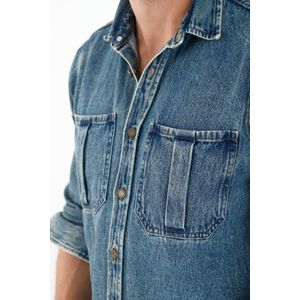 Camisa azul en denim para hombre