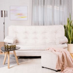 Sofá Cama Valencia Marfil + puff
