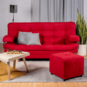 Sofá Cama Valencia  Rojo + puff