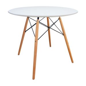 Mesa Boxbit DKR Tipo Eames Redonda Tapa de Madera