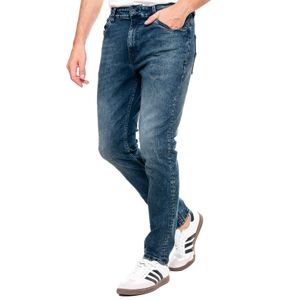 Regular Fit Jeans Tono Oscuro Con Desgastes
