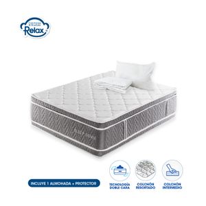 Colchón Sencillo Sleep Sense Colchones Relax 100x190x35cm Ortopédico Resortado Firmeza Intermedia + 1 Almohada + 1 Protector