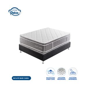 Colchón Semidoble con Base Cama Sleep Sense Colchones Relax 120x190x35cm Ortopédico Resortado Firmeza Intermedia