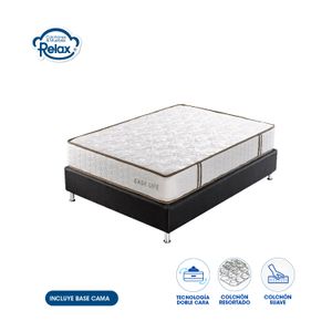 Colchón Sencillo con Base Cama Easy Life Colchones Relax 100x190x22cm Ortopédico Resortado Firmeza Suave