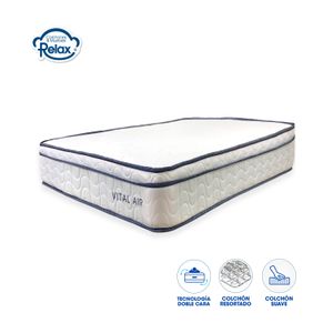 Colchón Semidoble Vital Air Colchones Relax 120x190x22cm Ortopédico Resortado Firmeza Suave