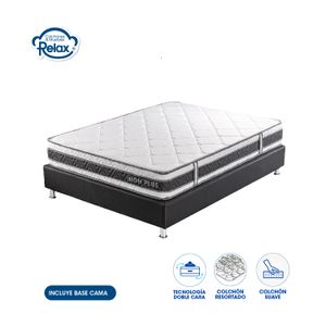 Colchón Doble con Base Cama High Plus Colchones Relax 140x190x24cm Ortopédico Resortado Firmeza Suave