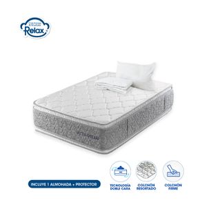 Colchón Semidoble Ultra Dream Colchones Relax 120x190x32cm Ortopédico Resortado Firme + 1 Almohada + 1 Protector