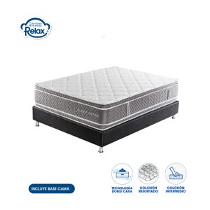 Colchón King con Base Cama Sleep Sense Colchones Relax 200x200x35cm Ortopédico Resortado Firmeza Intermedia