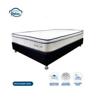 Colchón Doble con Base Cama Vital Air Colchones Relax 140x190x22cm Ortopédico Resortado Firmeza Suave