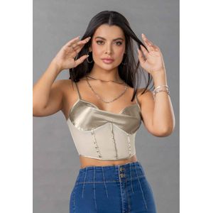 Crop Top Mujer Plateado Mp 100108