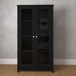 Mueble Vitrina 80cm en MDP 2 puertas Negro