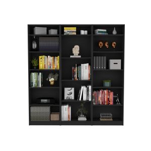 Combo de Bibliotecas Home Wengue Incluye Tres Bibliotecas sin puertas y Tres Complementos
